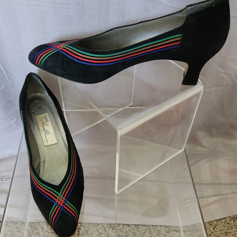 Magik by Amalfi Dia Volo, Black Suede/Multi. Womens 8